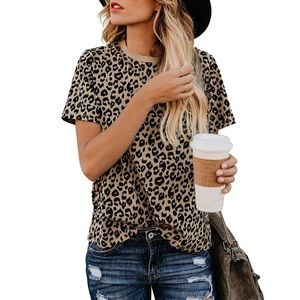 Women's Casual Cute Shirts Leopard Print Tops